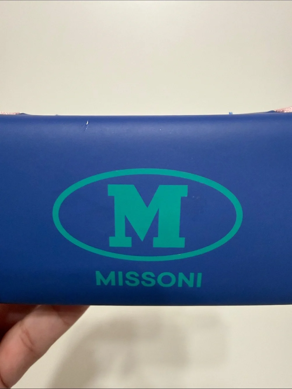 Missoni Blue Eyewear EMPTY Case with Teal Logo and Pink Trim